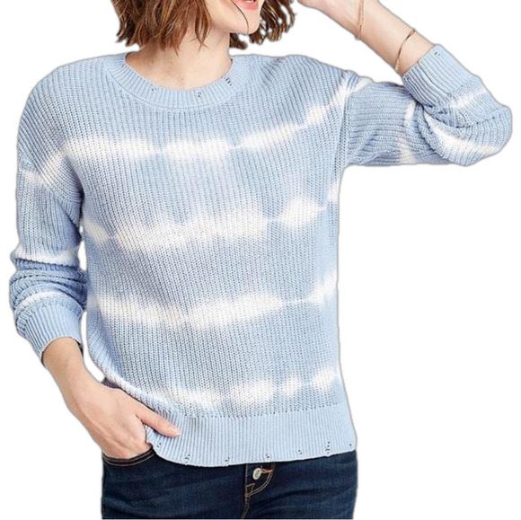 Maurices NWT Blue Tie Dye Destructed Pullover Sweater Size Small - Picture 1 of 13